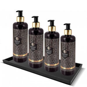 Tava din plastic negru cosmetice Reyah dispenser
